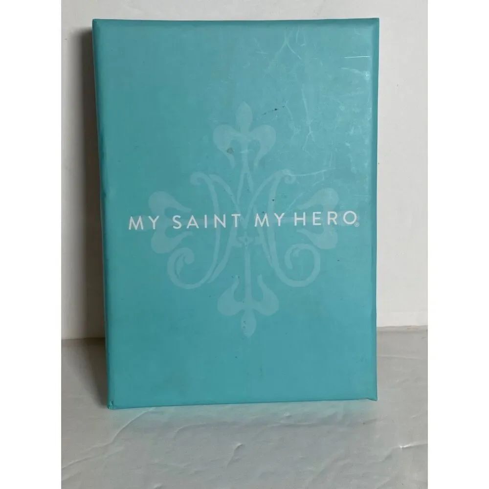 My Saint My Hero Blue Crystal Crown Medallion Necklace – New in Box